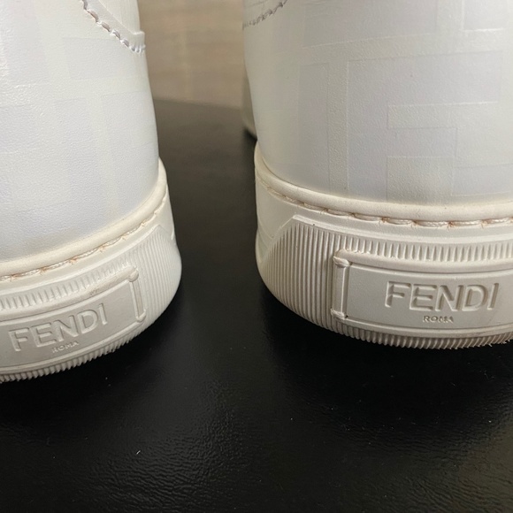 Fendi white leather trainers rubber shoes monogram double F size 7 Italy low cut main image 4